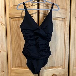 Tommy Bahama Black Ruched One Piece Swimsuit